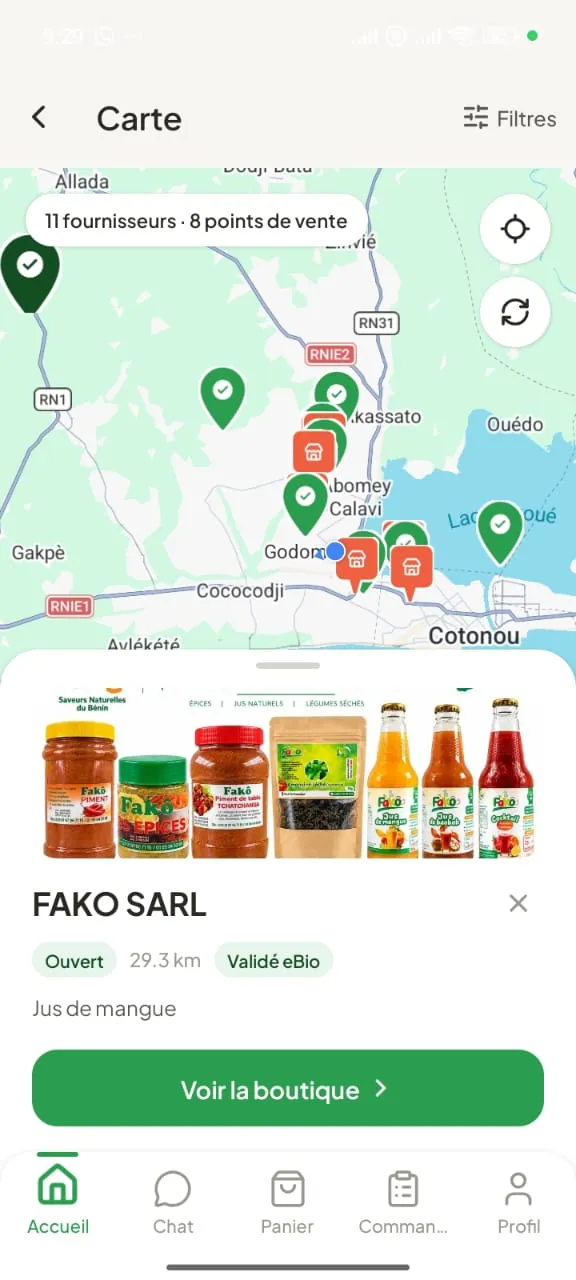 La carte interactive des entreprises et points de ventes 