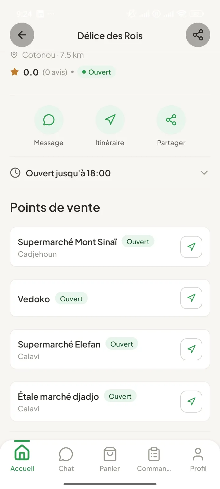 les points de ventes d'une l'entreprise