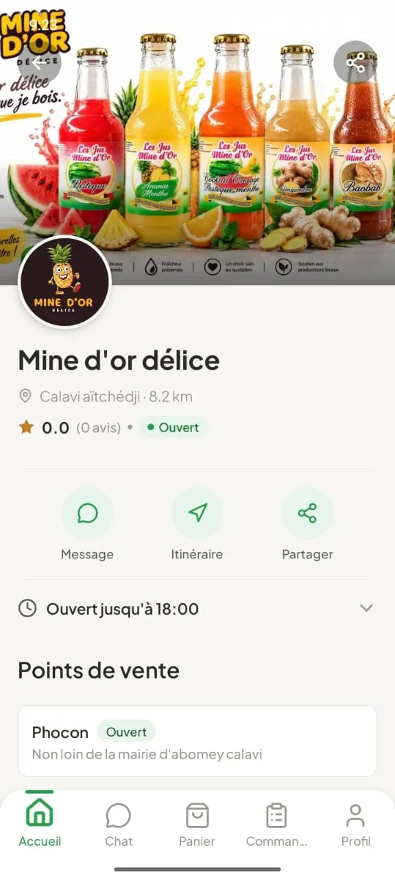 la page d'une entreprise